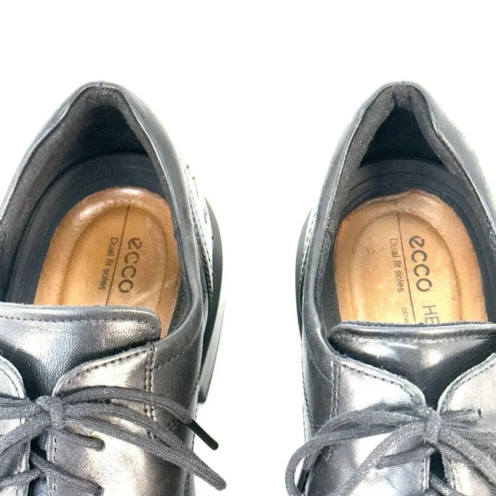 ECCO Helsinki 2 Bicycle Toe Black Lace Up Dress Shoes Men's Size 44 EU